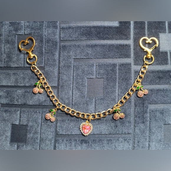Gold and Pink Heart Bag Charm (BAG NOT INCLUDED) - Picture 1 of 5